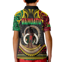 Vanuatu Language Week Kid Polo Shirt Boar Tusk Warrior Tribal Floral Pattern DT05 - Polynesian Pride