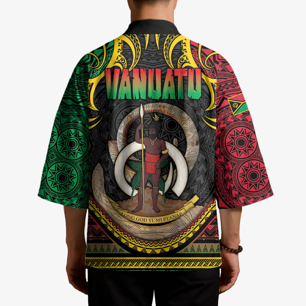 Vanuatu Language Week Kimono Boar Tusk Warrior Tribal Floral Pattern DT05 - Polynesian Pride