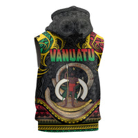 Vanuatu Language Week Sleeveless Hoodie Boar Tusk Warrior Tribal Floral Pattern DT05 - Polynesian Pride