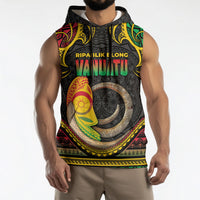 Vanuatu Language Week Sleeveless Hoodie Boar Tusk Warrior Tribal Floral Pattern DT05 - Polynesian Pride
