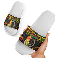 Vanuatu Language Week Slide Sandals Boar Tusk Warrior Tribal Floral Pattern DT05 - Polynesian Pride