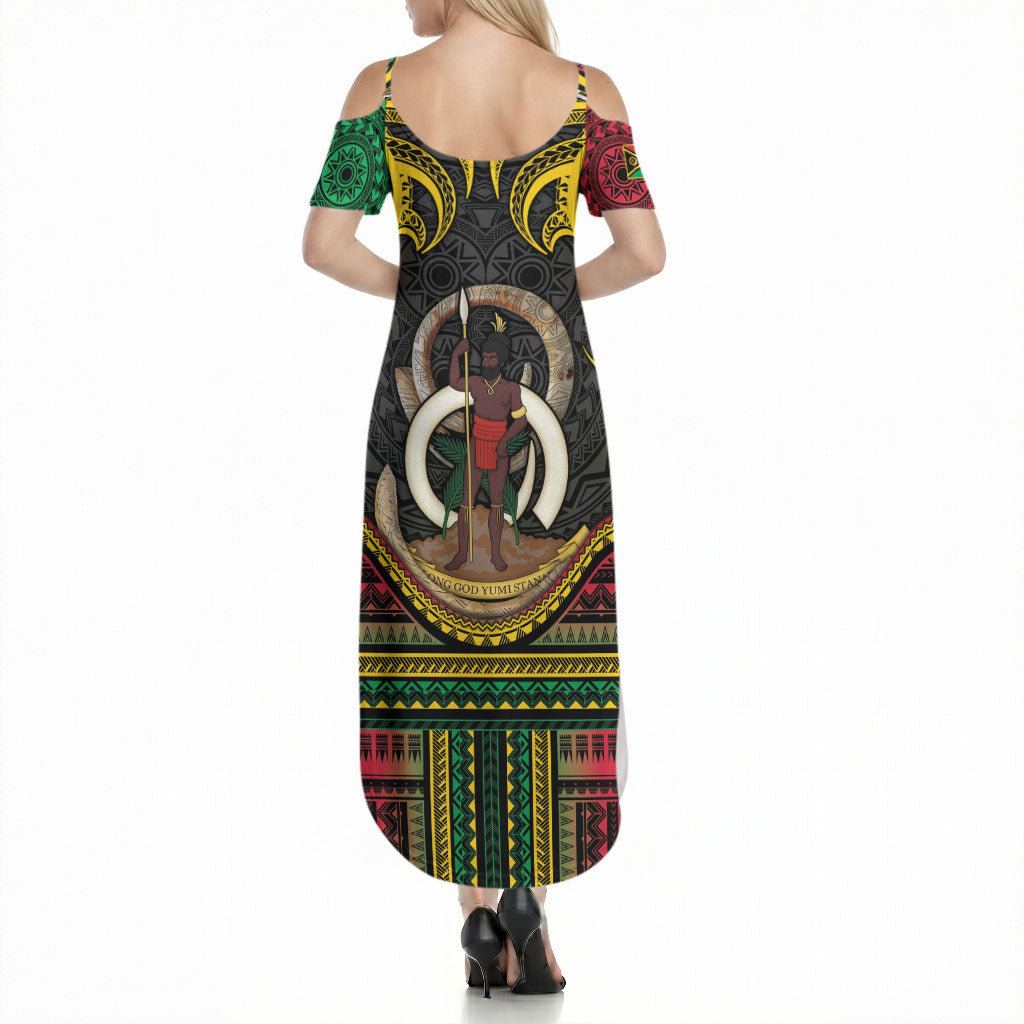 Vanuatu Language Week Summer Maxi Dress Boar Tusk Warrior Tribal Floral Pattern DT05 - Polynesian Pride