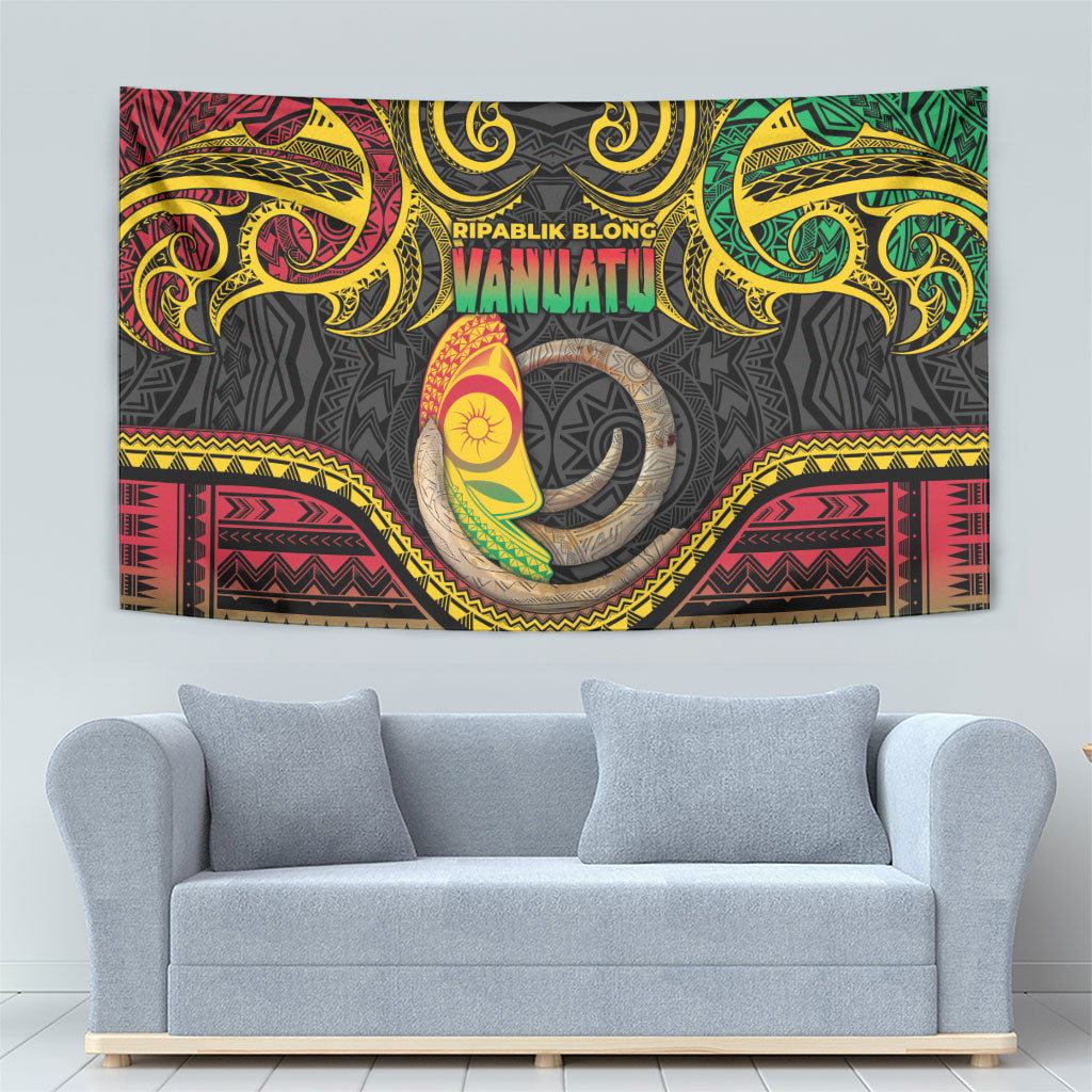 Vanuatu Language Week Tapestry Boar Tusk Warrior Tribal Floral Pattern DT05 - Polynesian Pride