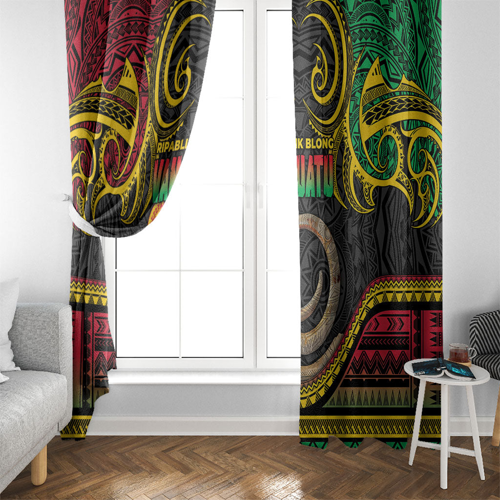 Vanuatu Language Week Window Curtain Boar Tusk Warrior Tribal Floral Pattern DT05 - Polynesian Pride