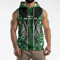 Aotearoa Ngati Maniapoto Sleeveless Hoodie Maori Tribal Green Paua Shell Pattern DT05 - Polynesian Pride