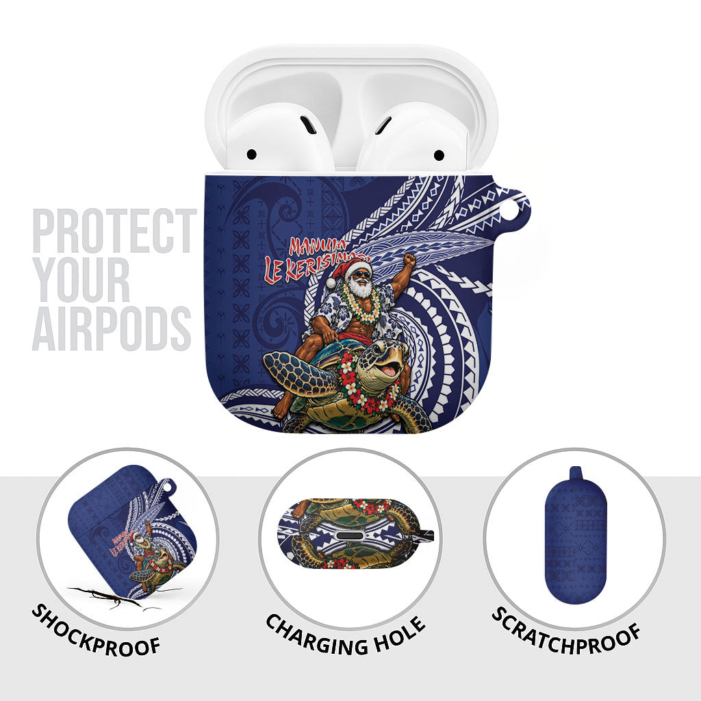 Samoa Christmas AirPods Case Santa Riding Sea Turtle