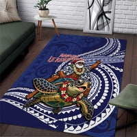 Samoa Christmas Area Rug Santa Riding Sea Turtle