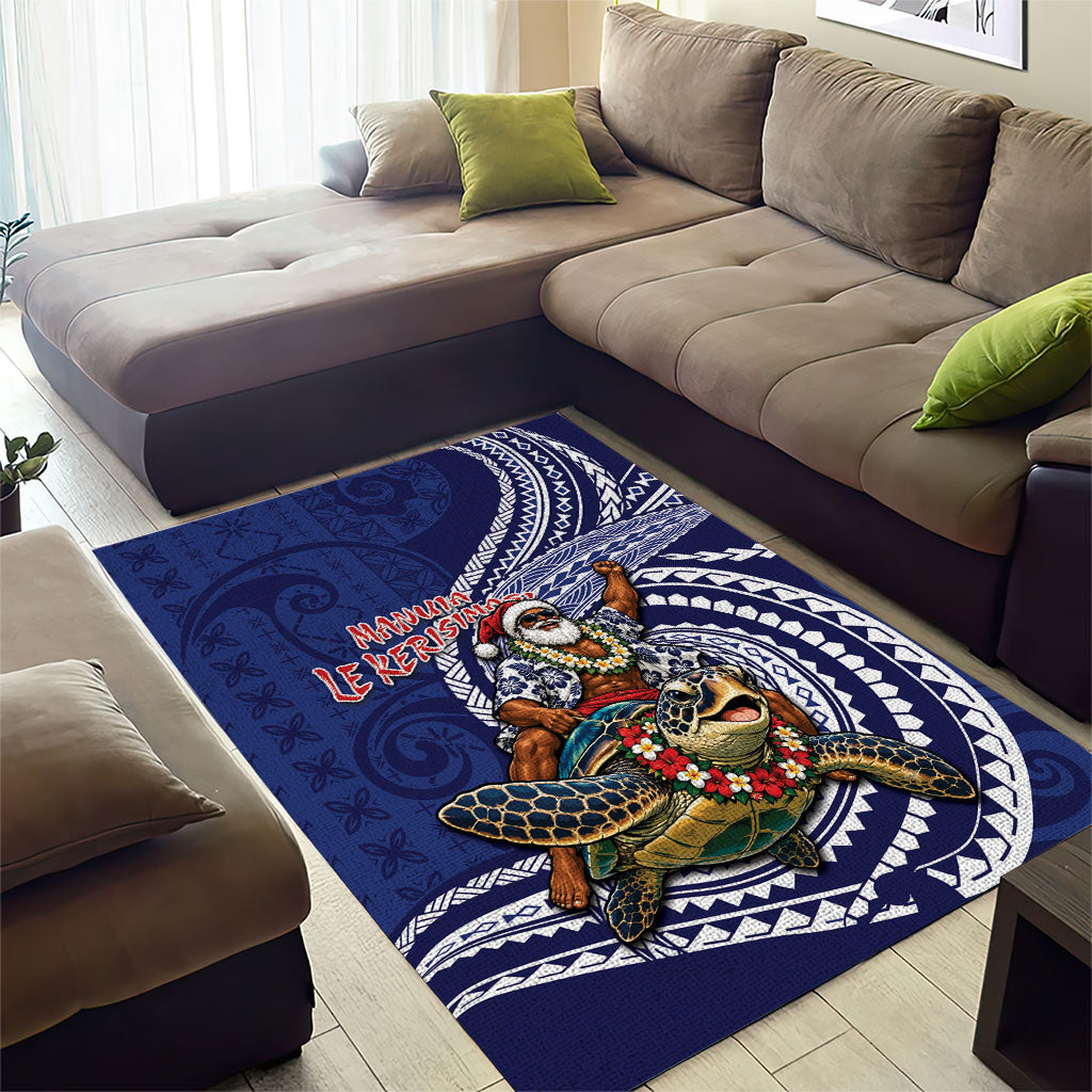 Samoa Christmas Area Rug Santa Riding Sea Turtle