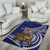 Samoa Christmas Area Rug Santa Riding Sea Turtle