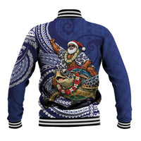 Samoa Christmas Baseball Jacket Santa Riding Sea Turtle