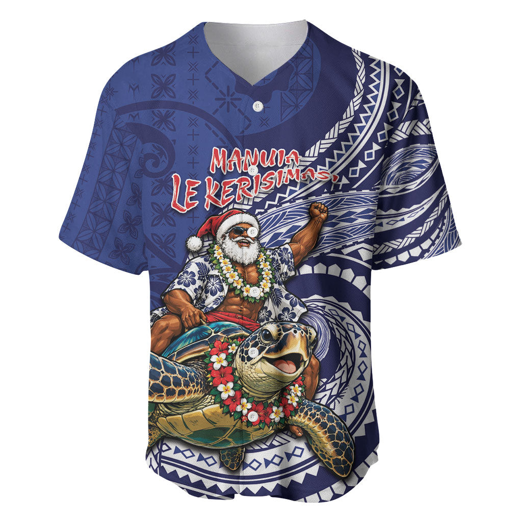 Samoa Christmas Baseball Jersey Santa Riding Sea Turtle