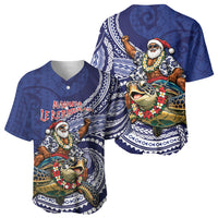 Samoa Christmas Baseball Jersey Santa Riding Sea Turtle