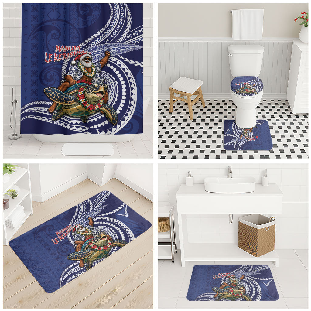 Samoa Christmas Bathroom Set Santa Riding Sea Turtle
