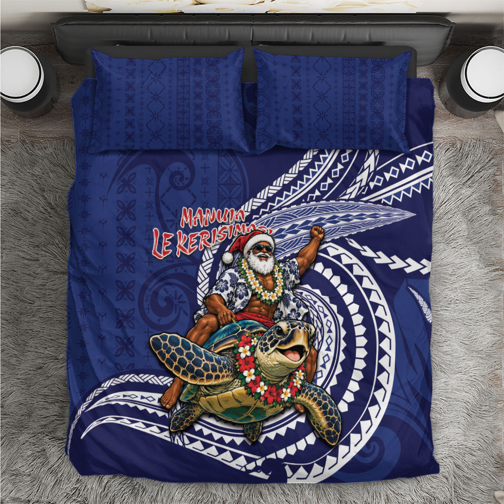 Samoa Christmas Bedding Set Santa Riding Sea Turtle