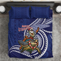 Samoa Christmas Bedding Set Santa Riding Sea Turtle