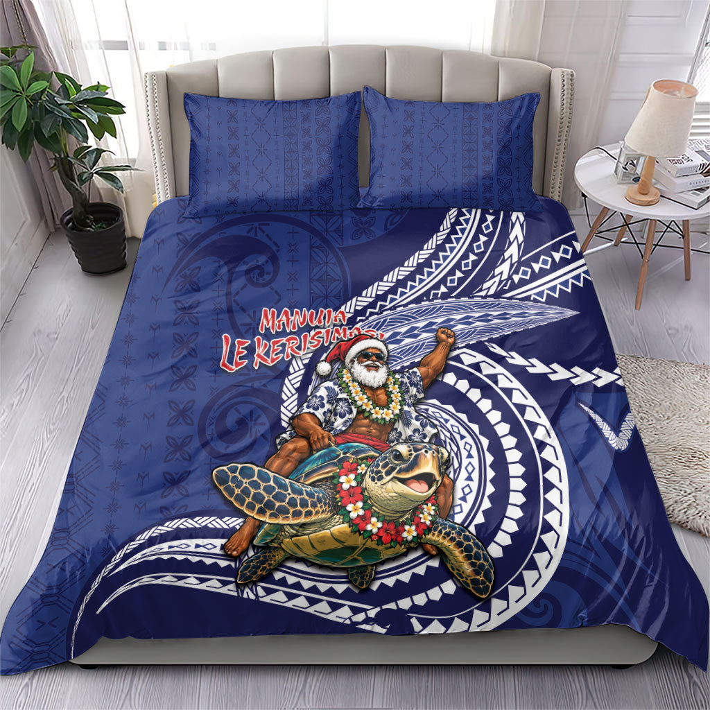 Samoa Christmas Bedding Set Santa Riding Sea Turtle