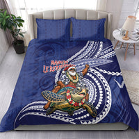 Samoa Christmas Bedding Set Santa Riding Sea Turtle