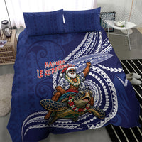 Samoa Christmas Bedding Set Santa Riding Sea Turtle