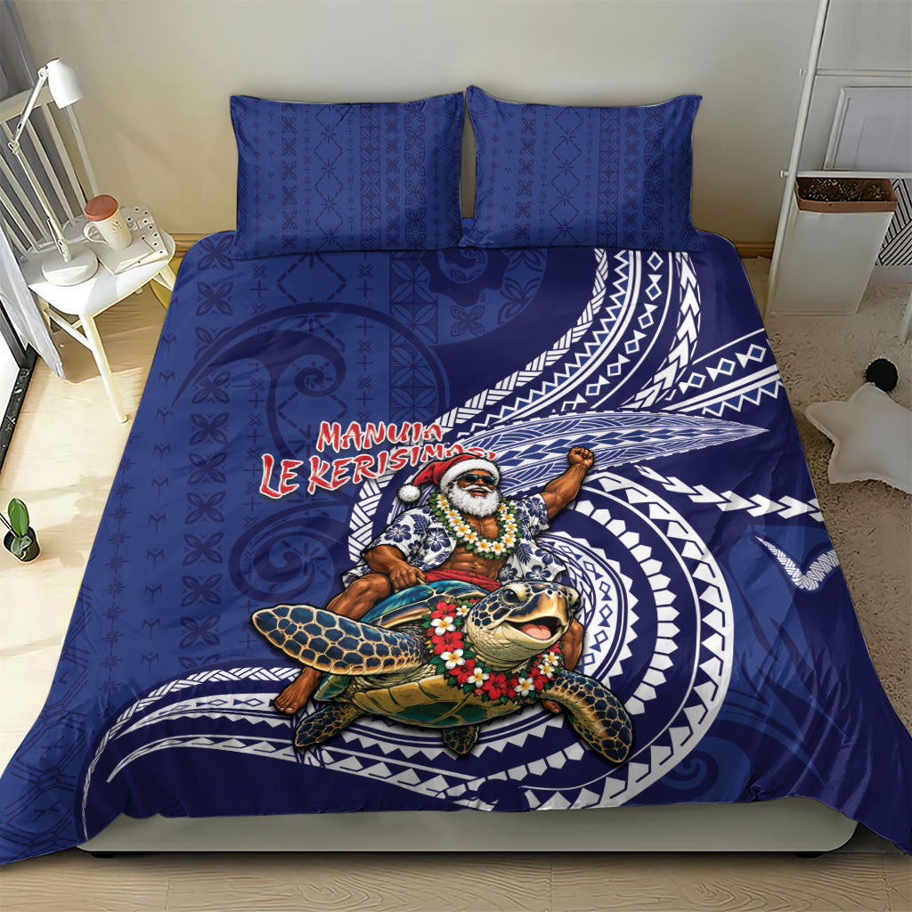Samoa Christmas Bedding Set Santa Riding Sea Turtle