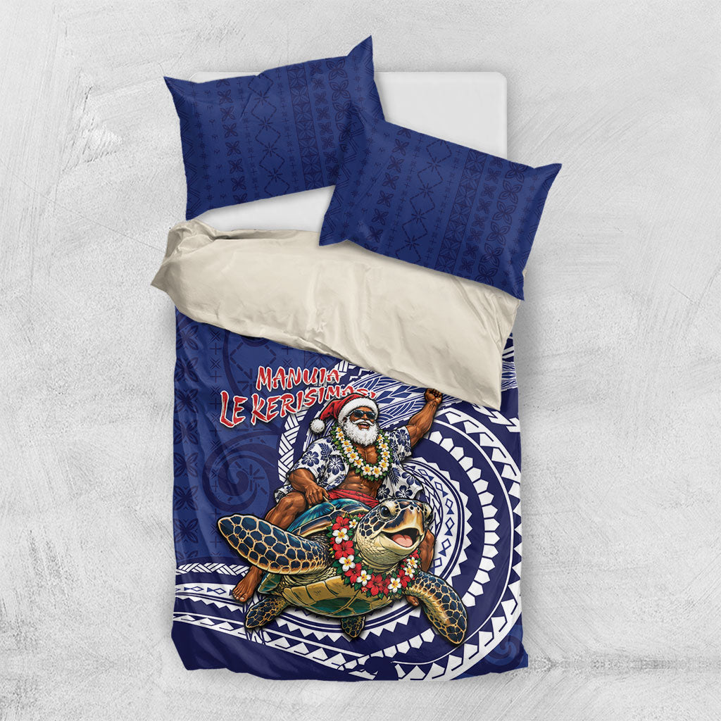 Samoa Christmas Bedding Set Santa Riding Sea Turtle