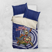 Samoa Christmas Bedding Set Santa Riding Sea Turtle