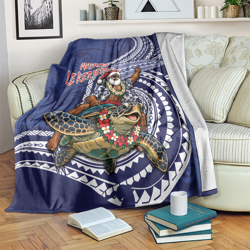 Samoa Christmas Blanket Santa Riding Sea Turtle
