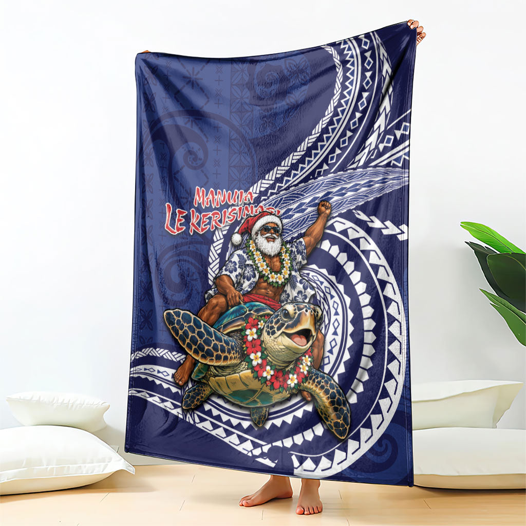Samoa Christmas Blanket Santa Riding Sea Turtle