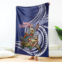 Samoa Christmas Blanket Santa Riding Sea Turtle