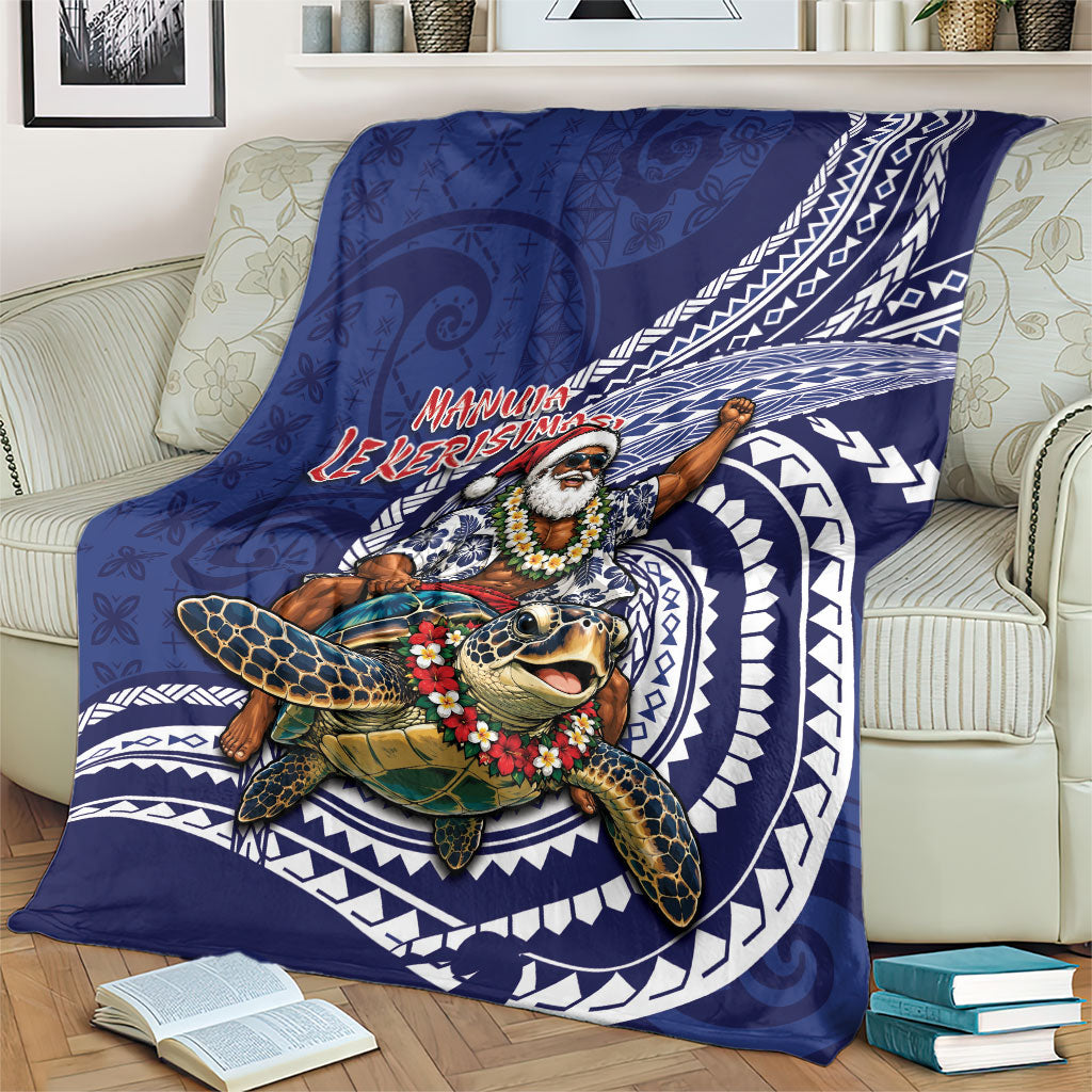 Samoa Christmas Blanket Santa Riding Sea Turtle