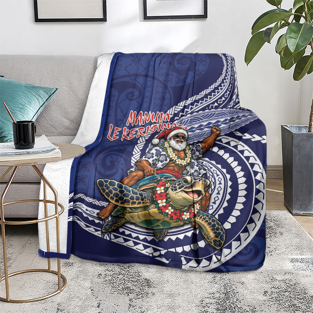 Samoa Christmas Blanket Santa Riding Sea Turtle