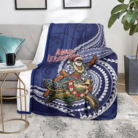 Samoa Christmas Blanket Santa Riding Sea Turtle