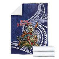 Samoa Christmas Blanket Santa Riding Sea Turtle