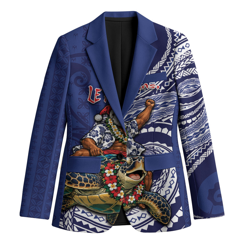 Samoa Christmas Blazer Santa Riding Sea Turtle
