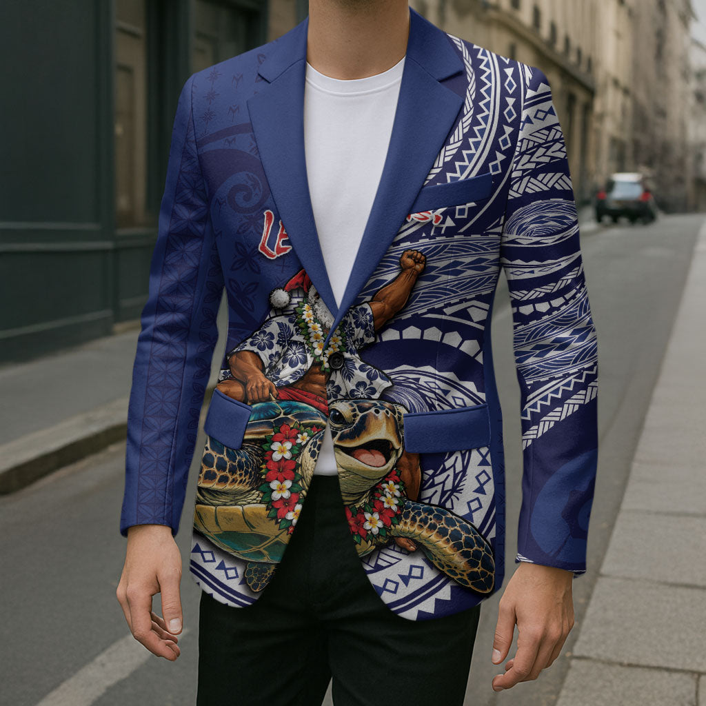 Samoa Christmas Blazer Santa Riding Sea Turtle