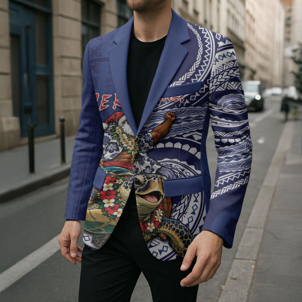 Samoa Christmas Blazer Santa Riding Sea Turtle
