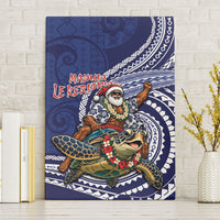 Samoa Christmas Canvas Wall Art Santa Riding Sea Turtle DT05 Without Frame Navy - Polynesian Pride