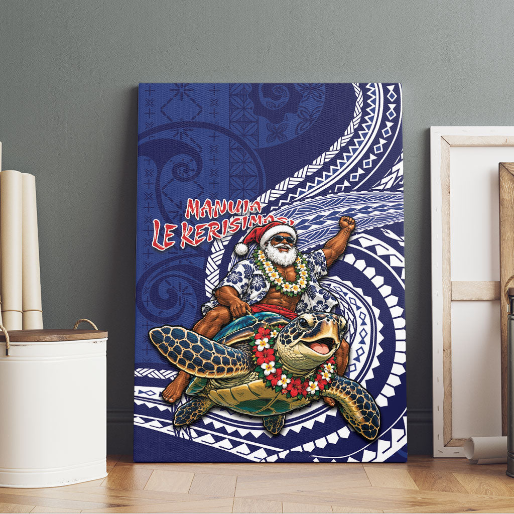 Samoa Christmas Canvas Wall Art Santa Riding Sea Turtle DT05 - Polynesian Pride