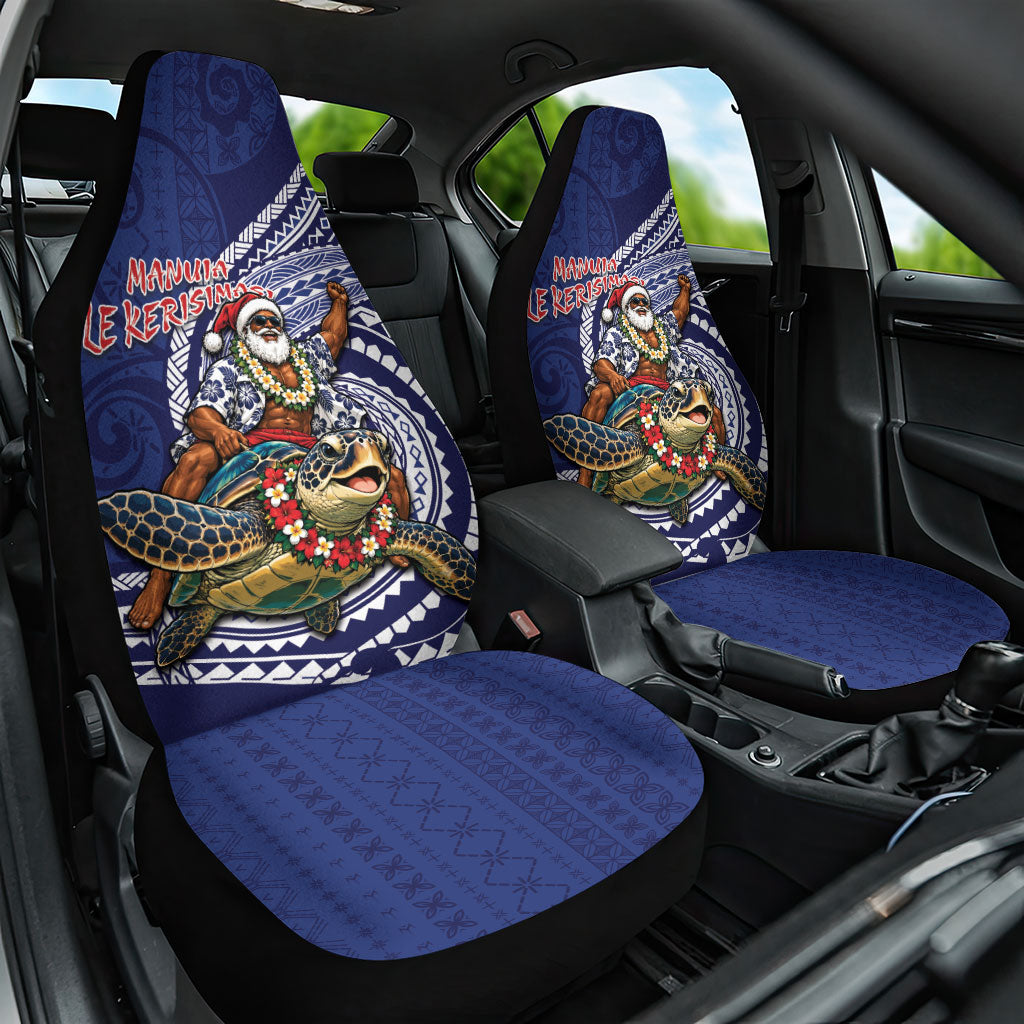 Samoa Christmas Car Seat Cover Santa Riding Sea Turtle