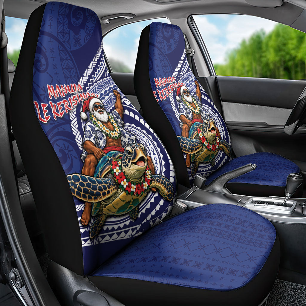 Samoa Christmas Car Seat Cover Santa Riding Sea Turtle