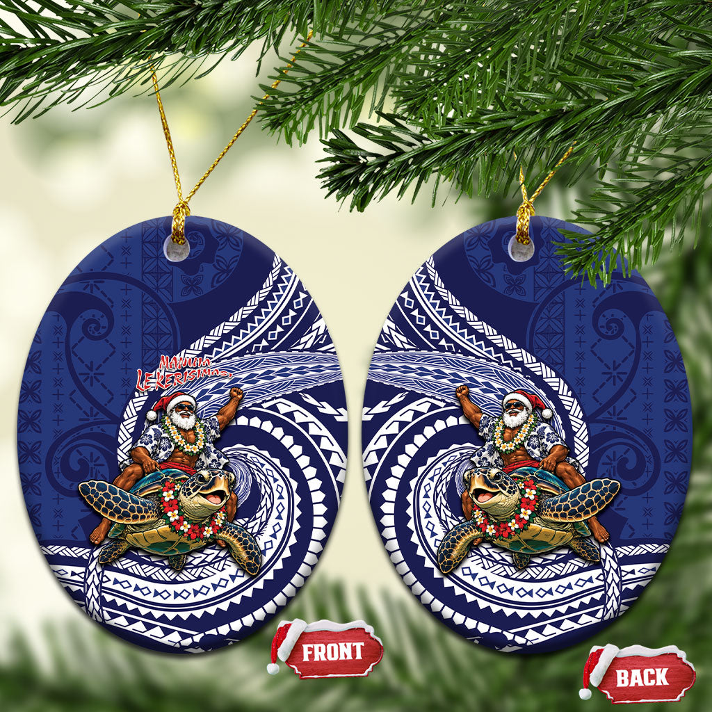 Samoa Christmas Ceramic Ornament Santa Riding Sea Turtle