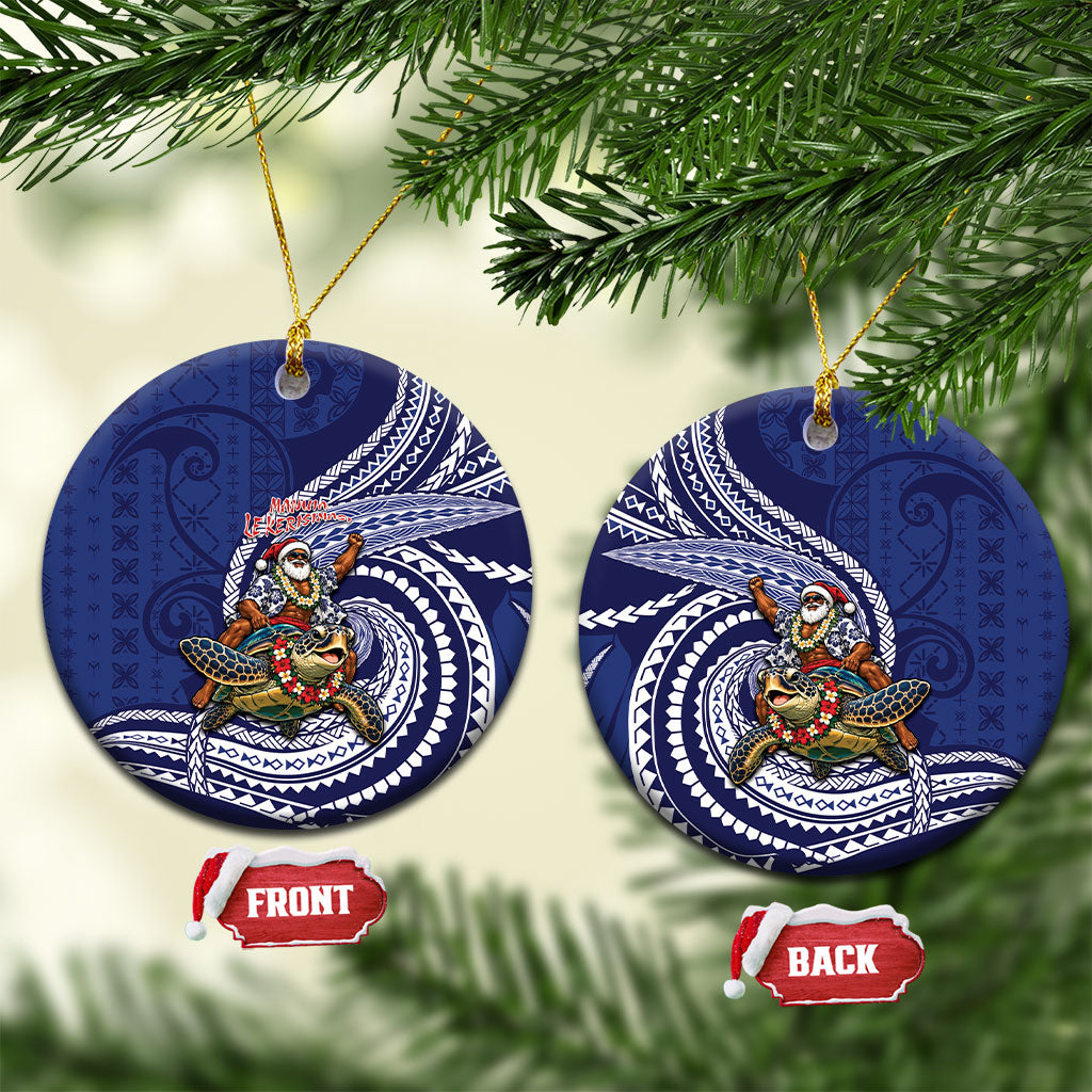 Samoa Christmas Ceramic Ornament Santa Riding Sea Turtle