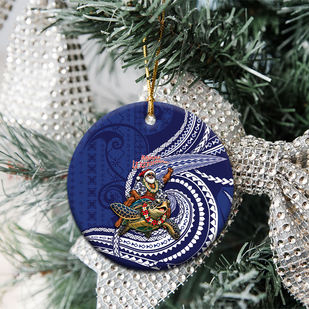 Samoa Christmas Ceramic Ornament Santa Riding Sea Turtle