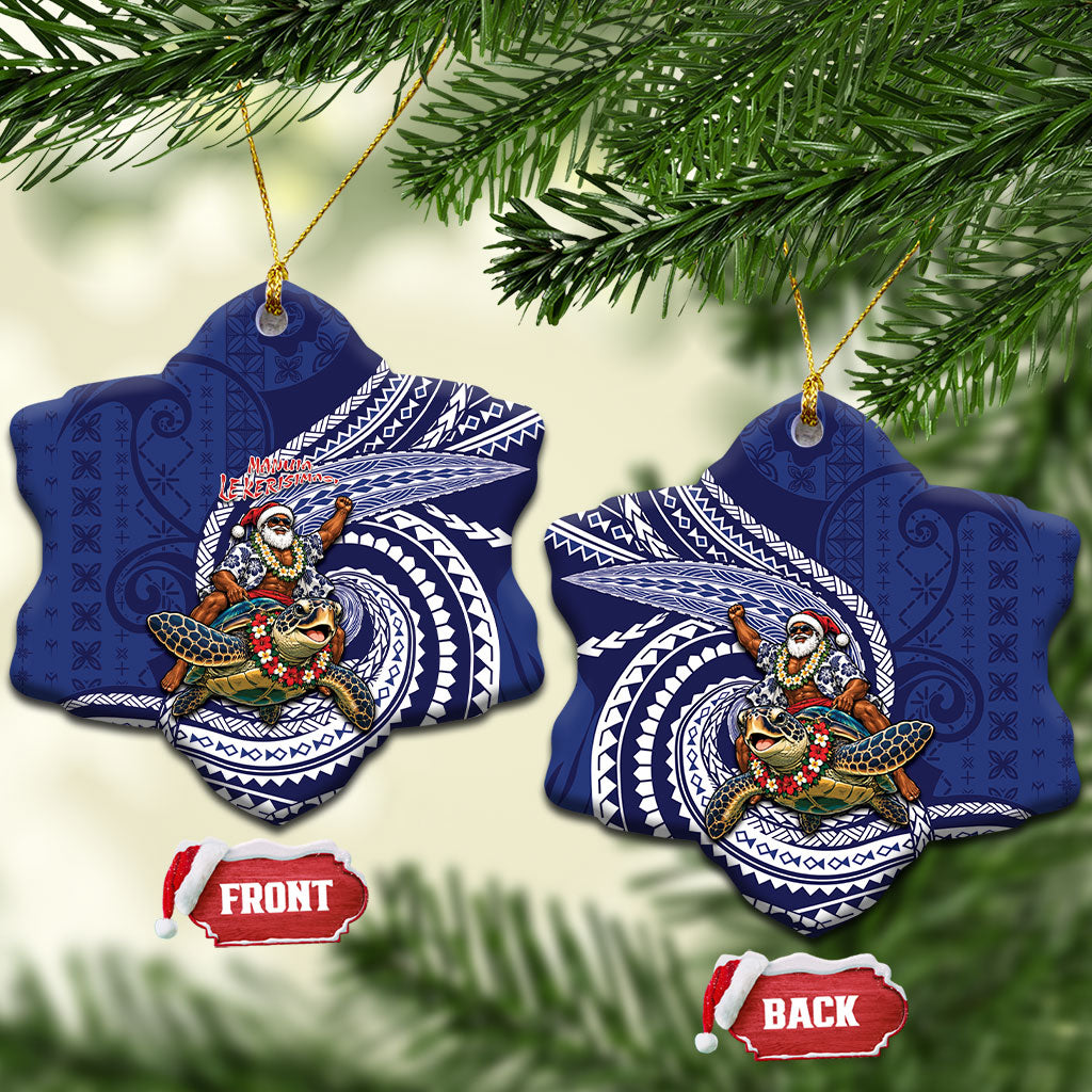 Samoa Christmas Ceramic Ornament Santa Riding Sea Turtle
