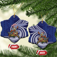Samoa Christmas Ceramic Ornament Santa Riding Sea Turtle