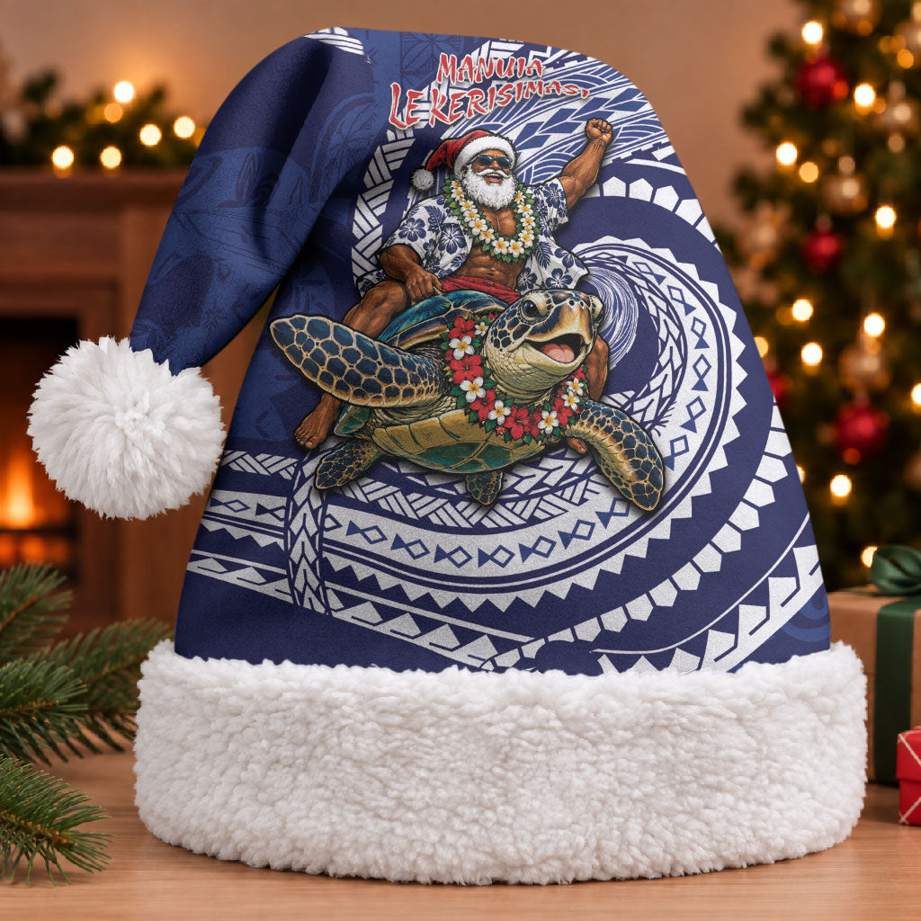 Samoa Christmas Santa Hat Santa Riding Sea Turtle