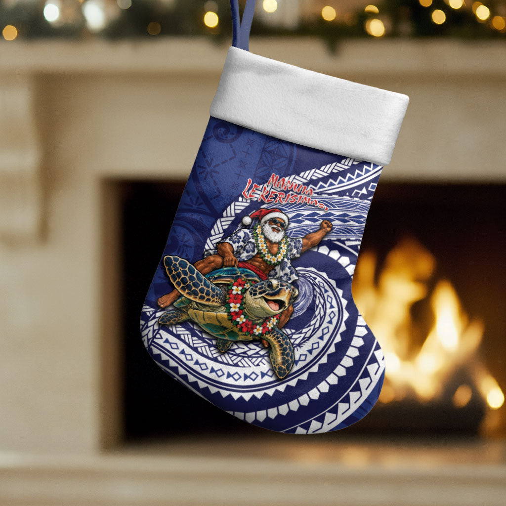 Samoa Christmas Stocking Santa Riding Sea Turtle