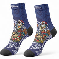 Samoa Christmas Crew Socks Santa Riding Sea Turtle