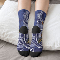 Samoa Christmas Crew Socks Santa Riding Sea Turtle