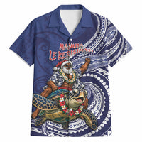 Samoa Christmas Hawaiian Shirt Santa Riding Sea Turtle