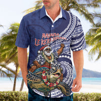 Samoa Christmas Hawaiian Shirt Santa Riding Sea Turtle
